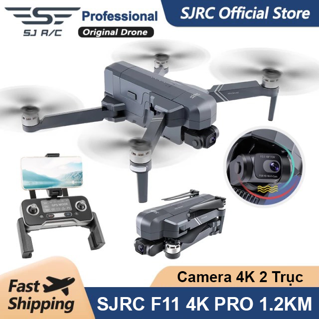 [Trả góp 0%]Flycam F11S 4k - F11 pro 4K- Flycam SJRC F11 4K PRO ( F11S ) Camera 4K  Gymbal Chống rung 2 trục Thời gian bay lên tới 25 phút - BẢO HÀNH 3 THÁNG