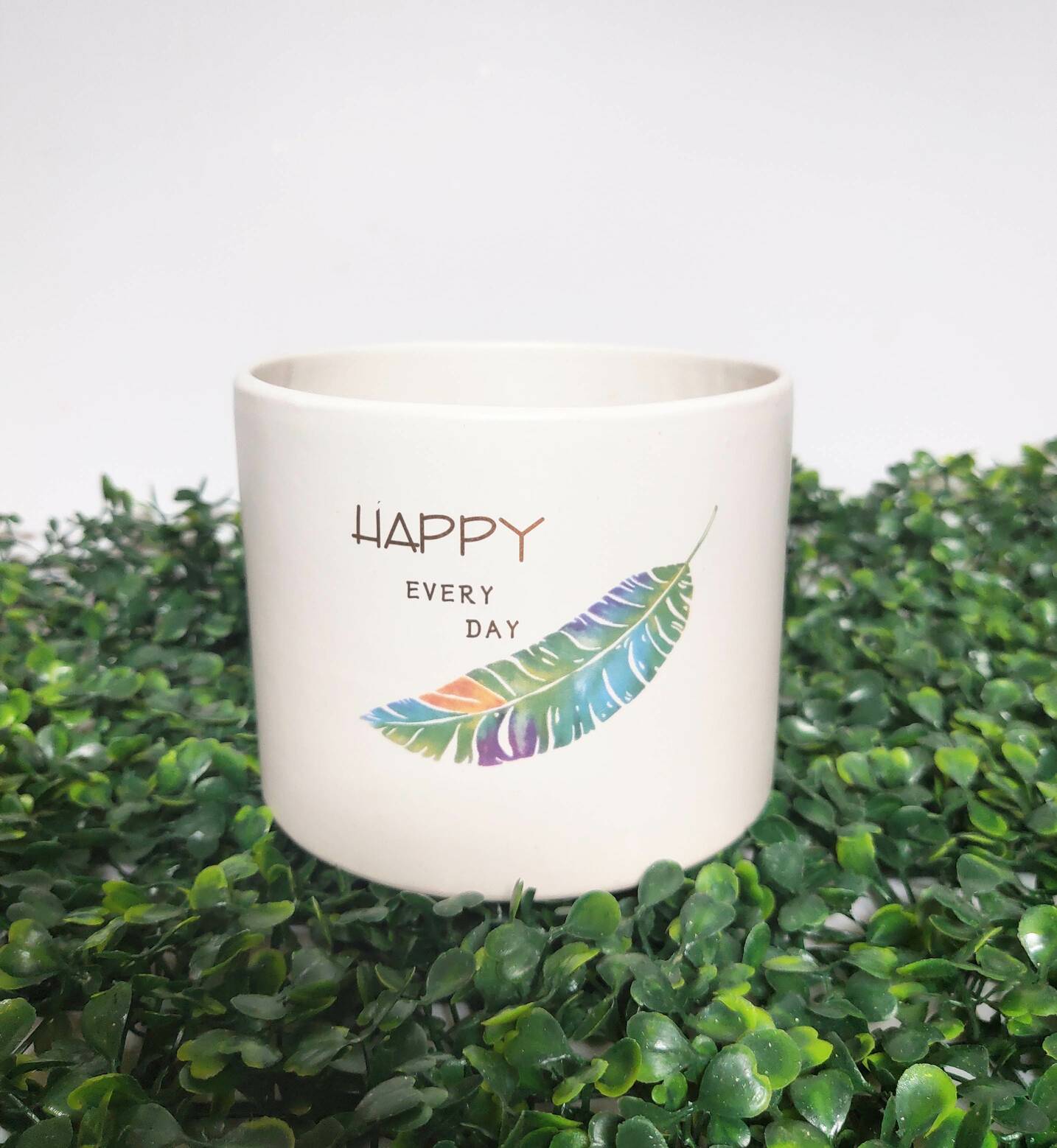 Chậu sứ trồng cây hình trụ in hình siêu xinh xắn