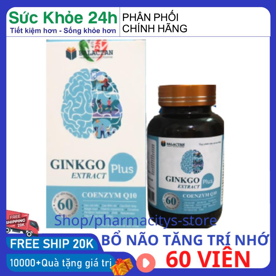 Tăng cường trí nhớ bổ não Ginkgo biloba coenzym Q10 hộp 60 - hoat huyet duong nao , Bổ não ginkgo , sức khỏe 24h
