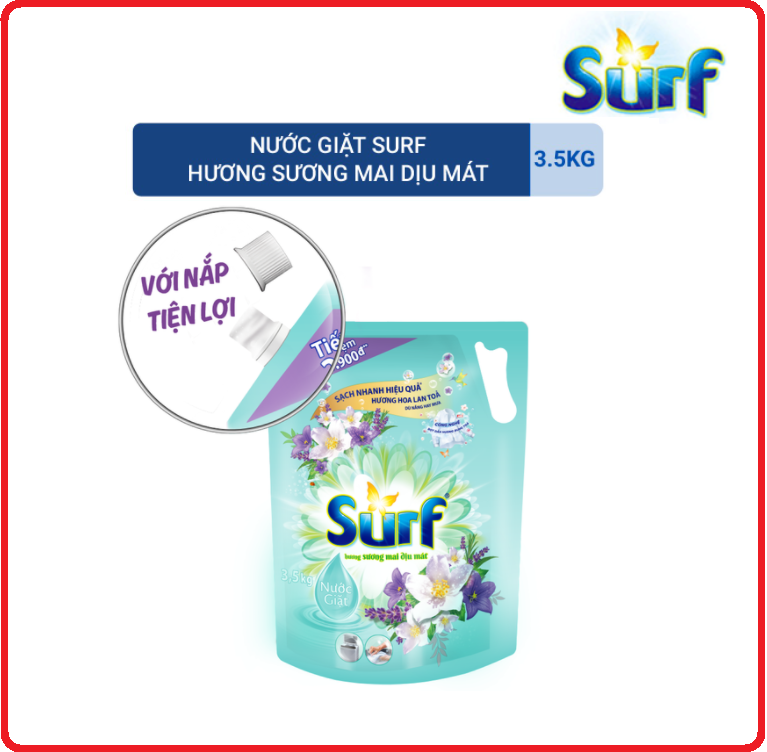 Nước giặt surf túi 3,5kg sương mai dịu mát