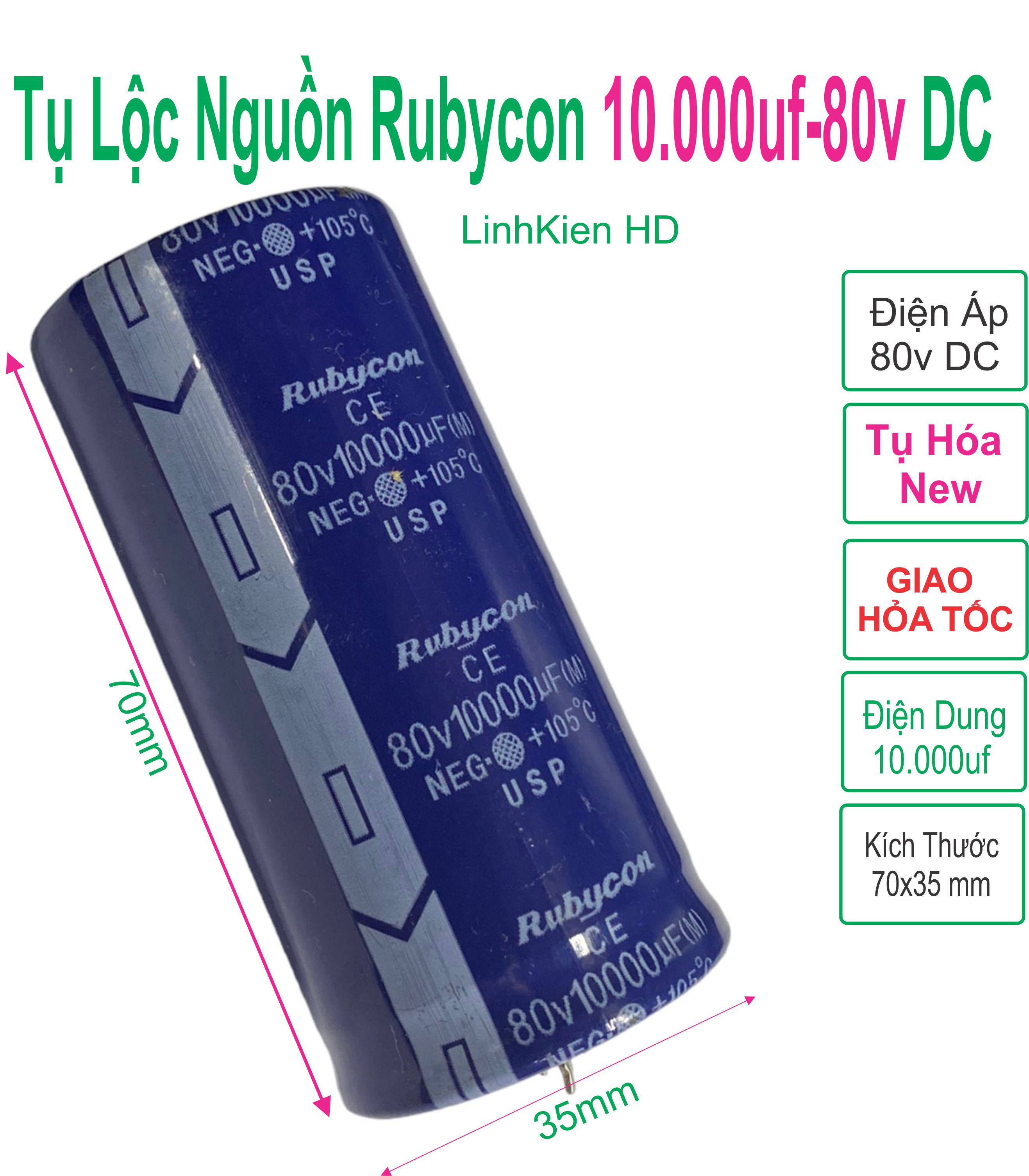 Tụ lọc nguồn rubycon 80v 10.000uf - linhkien hd
