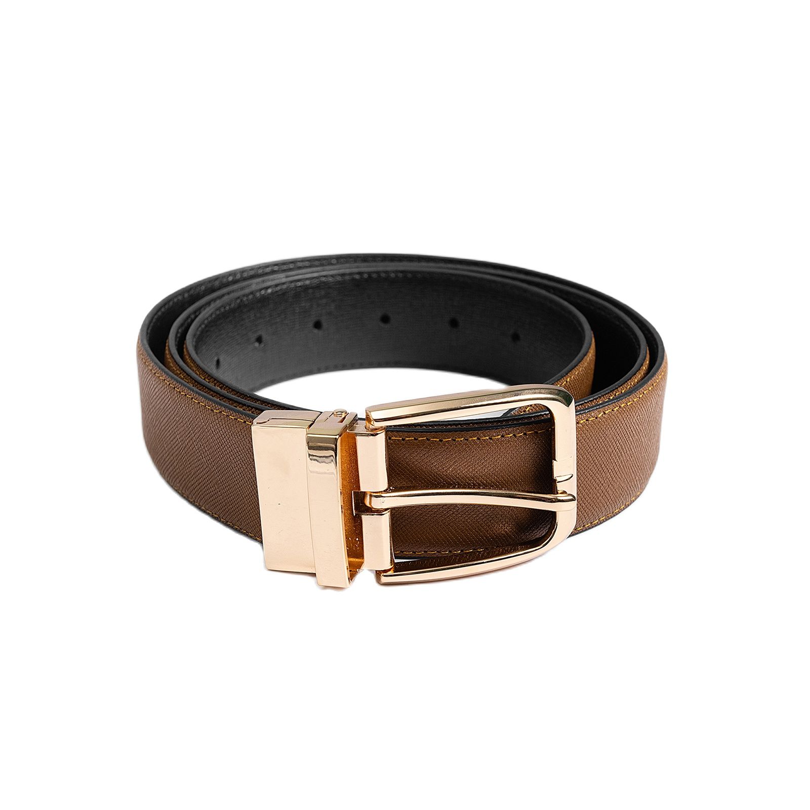 Dây lưng nam aroti chất da bò saffiano đẹp cao cấp, thiết kế thắt lưng có 2 mặt dây xoay chiều rất tinh tế, , nịt được bảo hành 10 năm tl04-nau