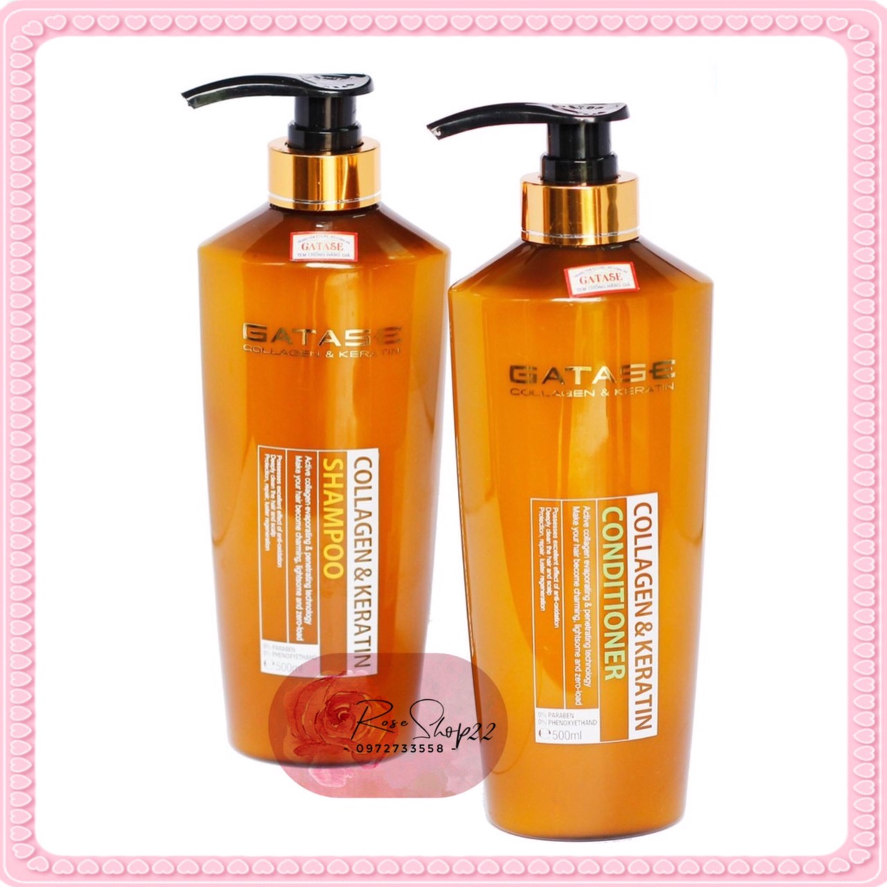 Bộ Dầu gội xả Gatase Collagen Keratin 500ml