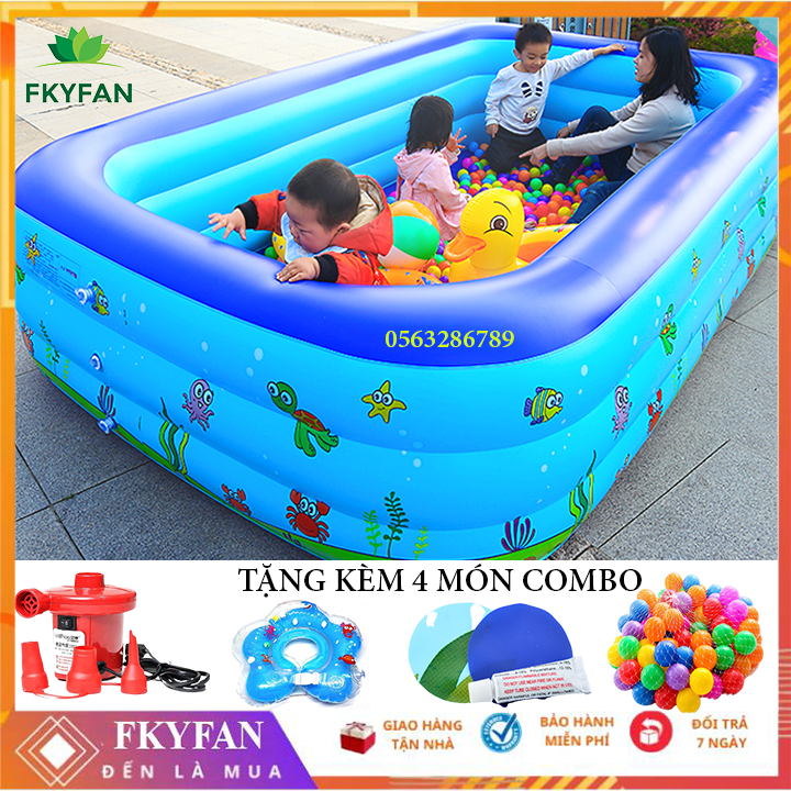 ( TẶNG COMBO) Bể Bơi Trẻ Em 3 Tầng BỂ PHAO BƠI CHO BÉ Kích Thước 2m1 và 1m8 - BỂ BƠI NGƯỜI LỚN Chất Liệu Cao Cấp, Độ Bền Cao + Bể Bơi Loại Xịn Hồ bơi phao cho bé cho trẻ em tập bơi  - Bh Uy Tín 1 Đổi 1