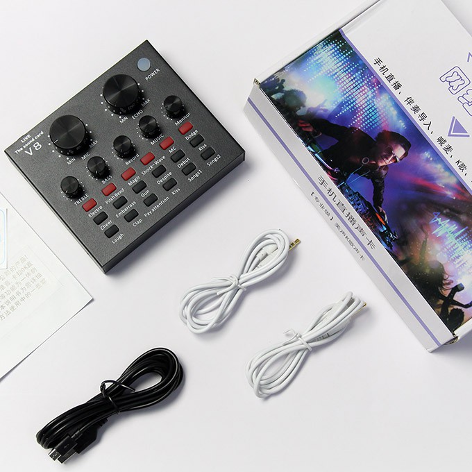 Trọn bộ combo micro bm900 + soundcard v8 + full phụ kiện 4 món