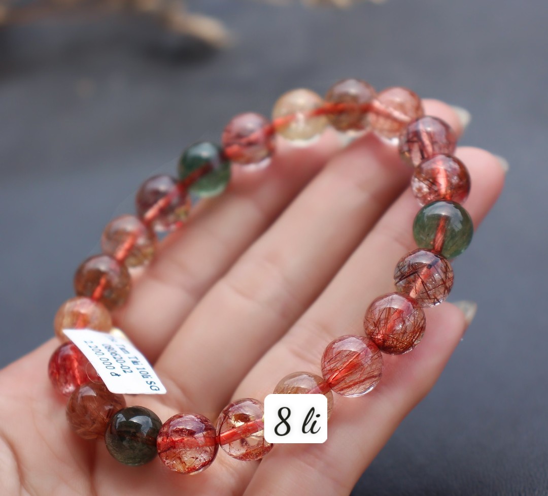 [HCM]Vòng tay thạch anh tóc tam tài 8 li đá trong tóc nhiều đẹp rực rỡ không kén mệnh - xưởng buôn đá phong thủy Huỳnh Đào