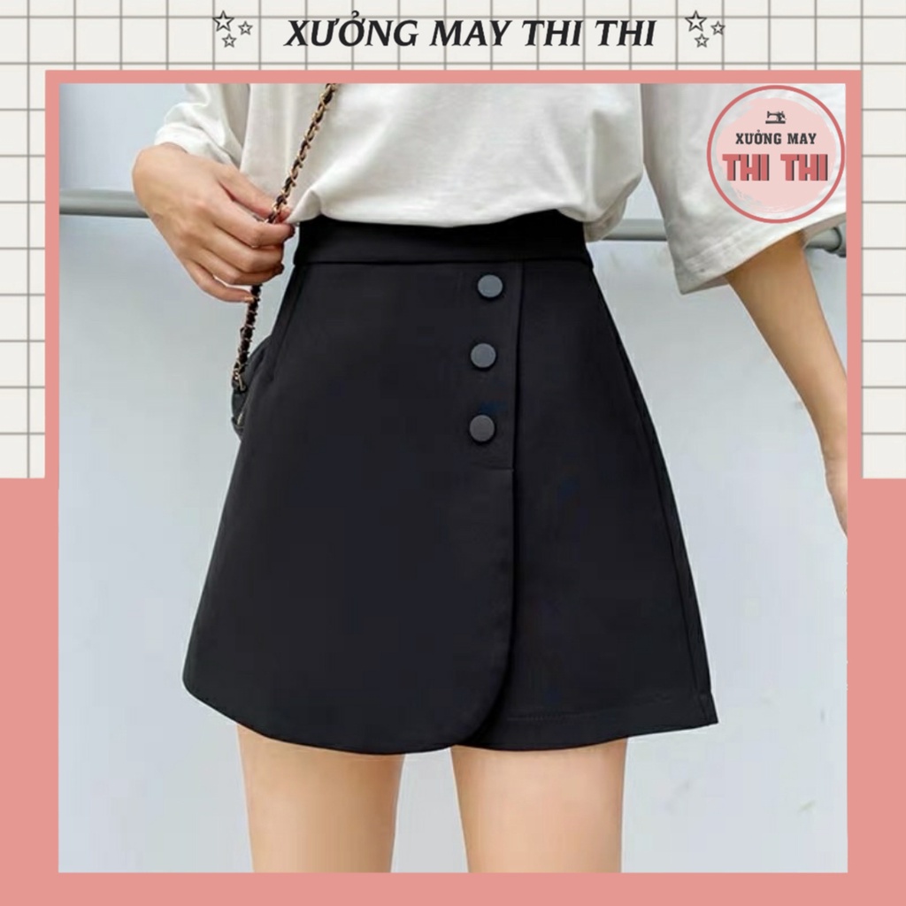 Chân váy chữ A quần giả váy có 3 khuy bấm trẻ trυng tôn dáng V99