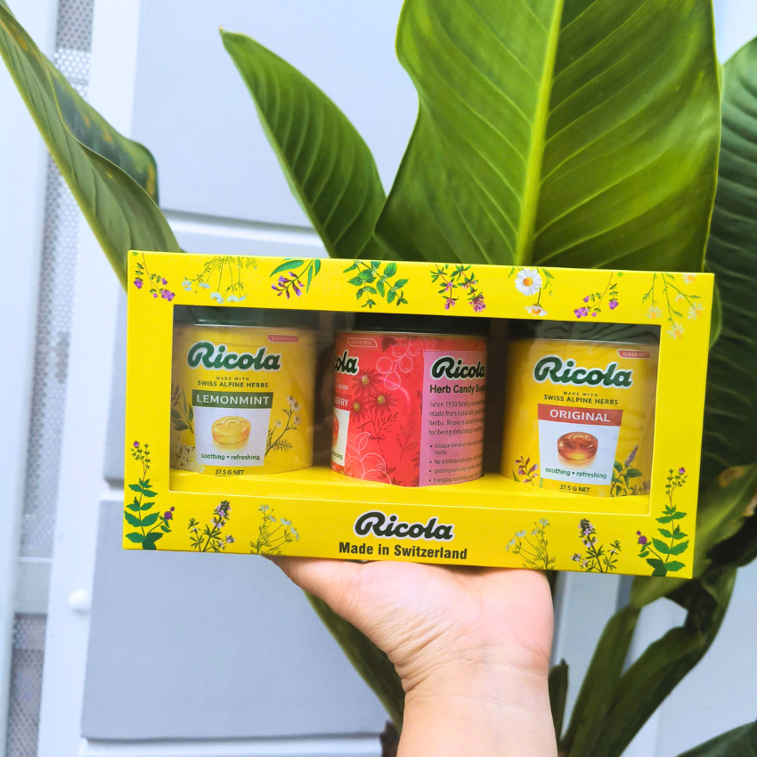 Viên Ngậm Ricola Swiss HerbThảo Mộc Không Đường Signature Hộp Quà Sang Trọng 112.5g, Bánh Kẹo Tết K91 - Chuyên Sỉ TPNK