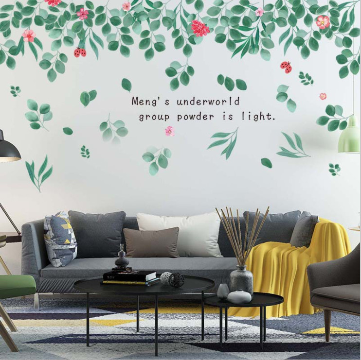 Decal dán tường giàn lá xanh 3d mẫu số 3 amyshop