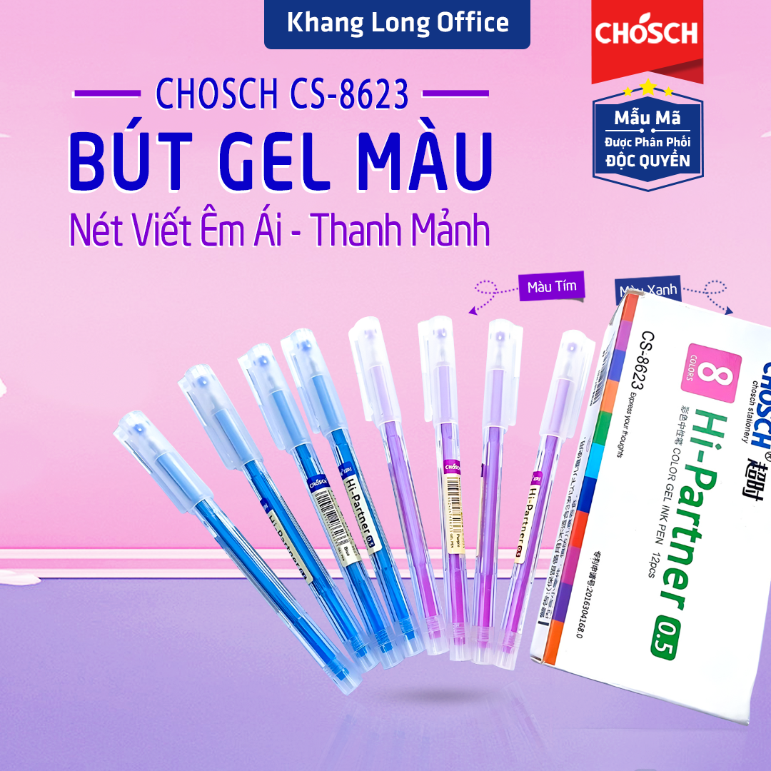 Bút Mực Gel CHOSCH CS-8623, Viết Gel Ngòi 0.5mm, Khô Nhanh Khô Bị Lem, Ngòi Bút Thép Không Bị Gỉ