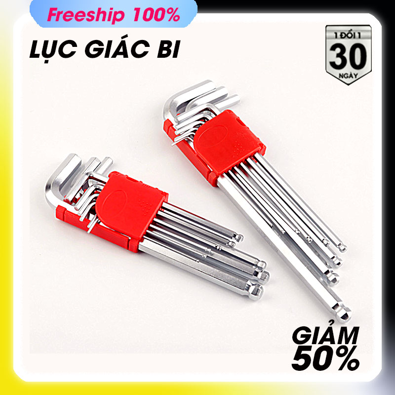 BỘ KHÓA LỤC GIÁC 9 CÂY TỪ 15mm-10mm 1 ĐẦU LỤC GIÁC 1 ĐẦU BI  CHẤT LIỆU THÉP CRV-VANADI. bền chắc chắn.