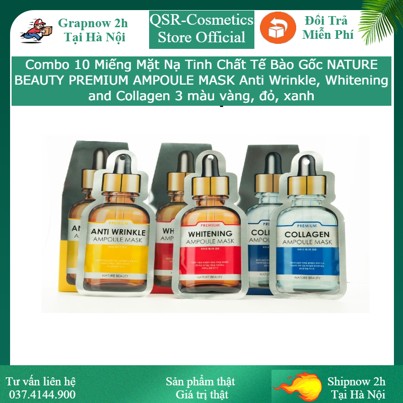 Combo 10 Miếng Mặt Nạ Tinh Chất Tế Bào Gốc Nature Beauty Premium Ampoule Mask