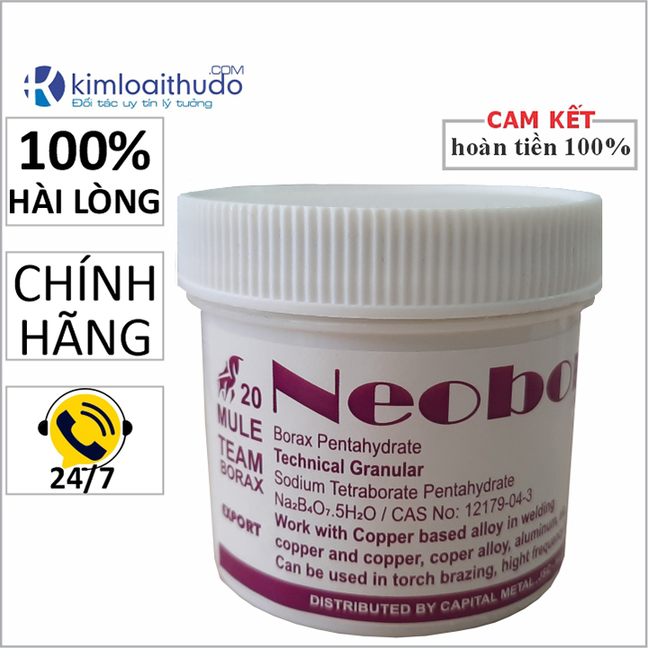 Hàn the Borax hàn đồng-Lọ 100Gram, Mỹ sản xuất. Lọ nhựa đẹp, bền bỉ, dùng làm bột hàn đồng, tẩy kim loại, diệt côn trùng, làm Slime