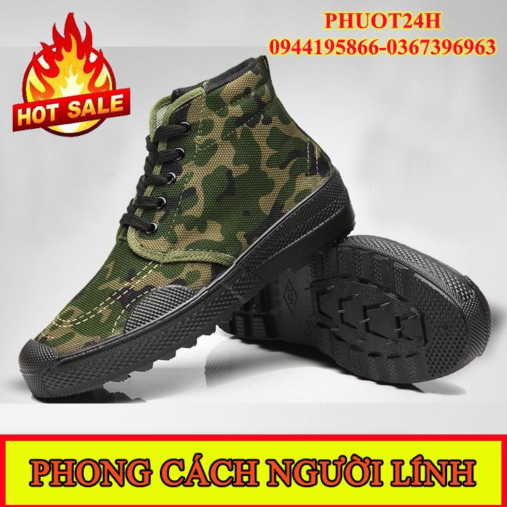 Giày Lính rằn ri Cao Cổ - Giày nam đi phượt dã ngoại du lịch, giày Quân đội Chống trơn trượt