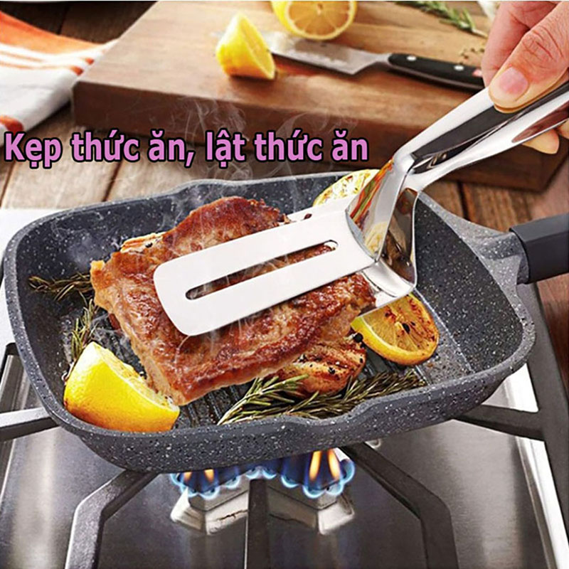 Kẹp gắp thức ăn, cây gắp đồ ăn bằng inox, chịu nhiệt, gắp thức ăn nóng tiện dụng, lật trứng, cá rán [KẸP THỨC ĂN]