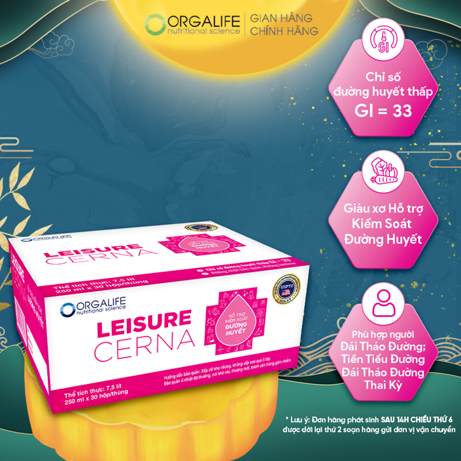 Thực phẩm dinh dưỡng Leisure Cerna lốc 30 hộp - hỗ trợ kiểm soát, ổn định đường huyết cho người tiểu đường