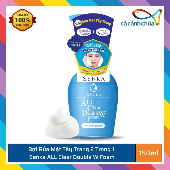 Bọt rửa mặt tẩy trang 2 trong 1 senka all clear double w foam 150ml - nhật bản