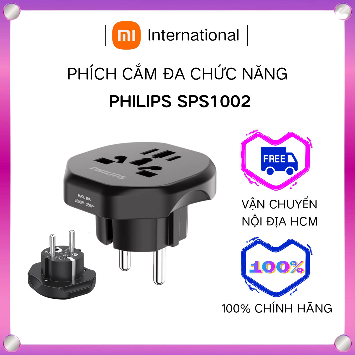 Phích cắm chuyển đổi đa chức năng PHILIPS ổ cắm/bộ chuyển đổi du lịch/bộ chuyển đổi điện ổ cắm/trong nước SPS1002