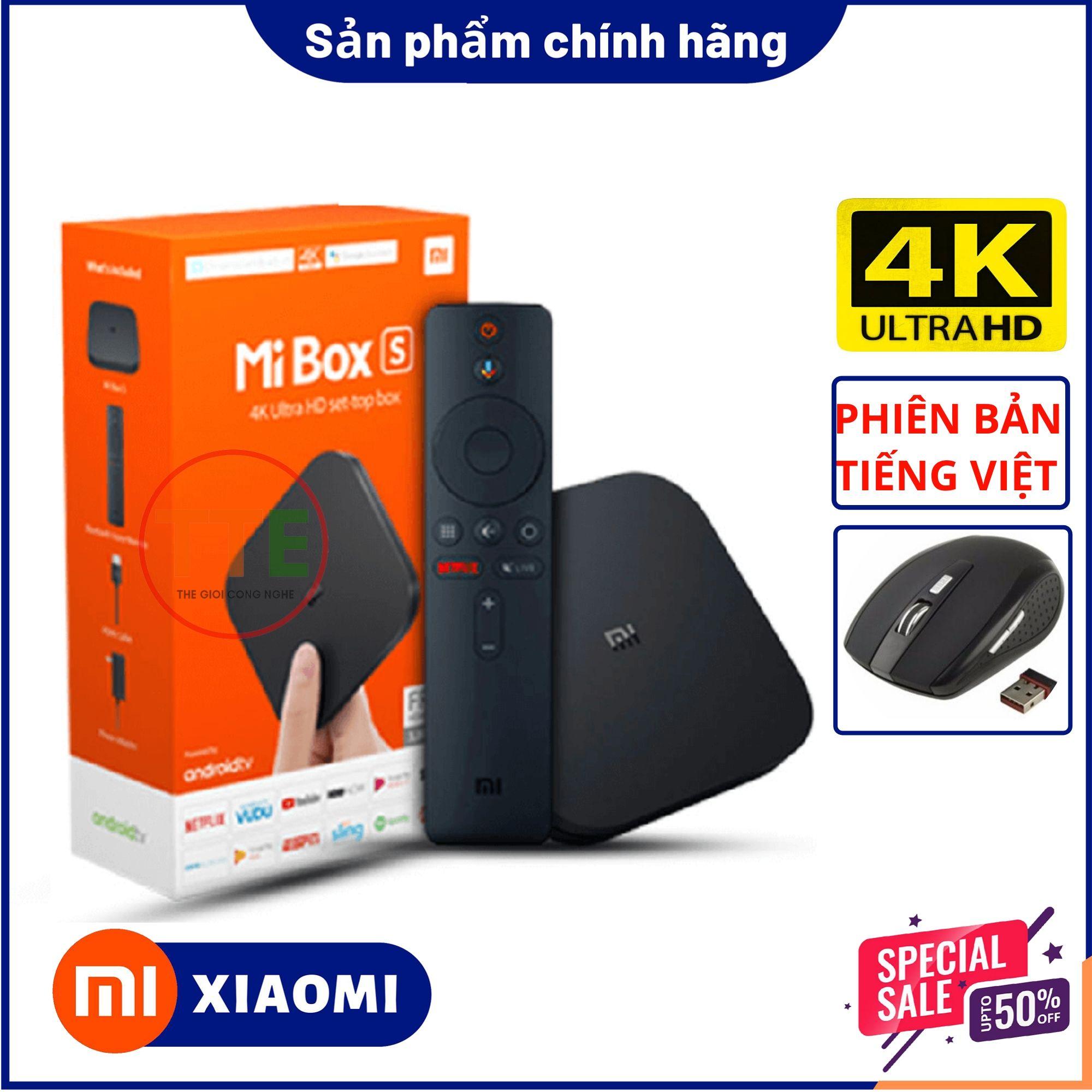 [Tặng 01 Chuột Không Dây] Android TV Box Xiaomi Mibox S 4K (3840 x 2160) CPU 4 nhân, RAM 2GB, Bộ nhớ 8GB Kết nối Wifi, Bluetooth 4.2 HDMI
