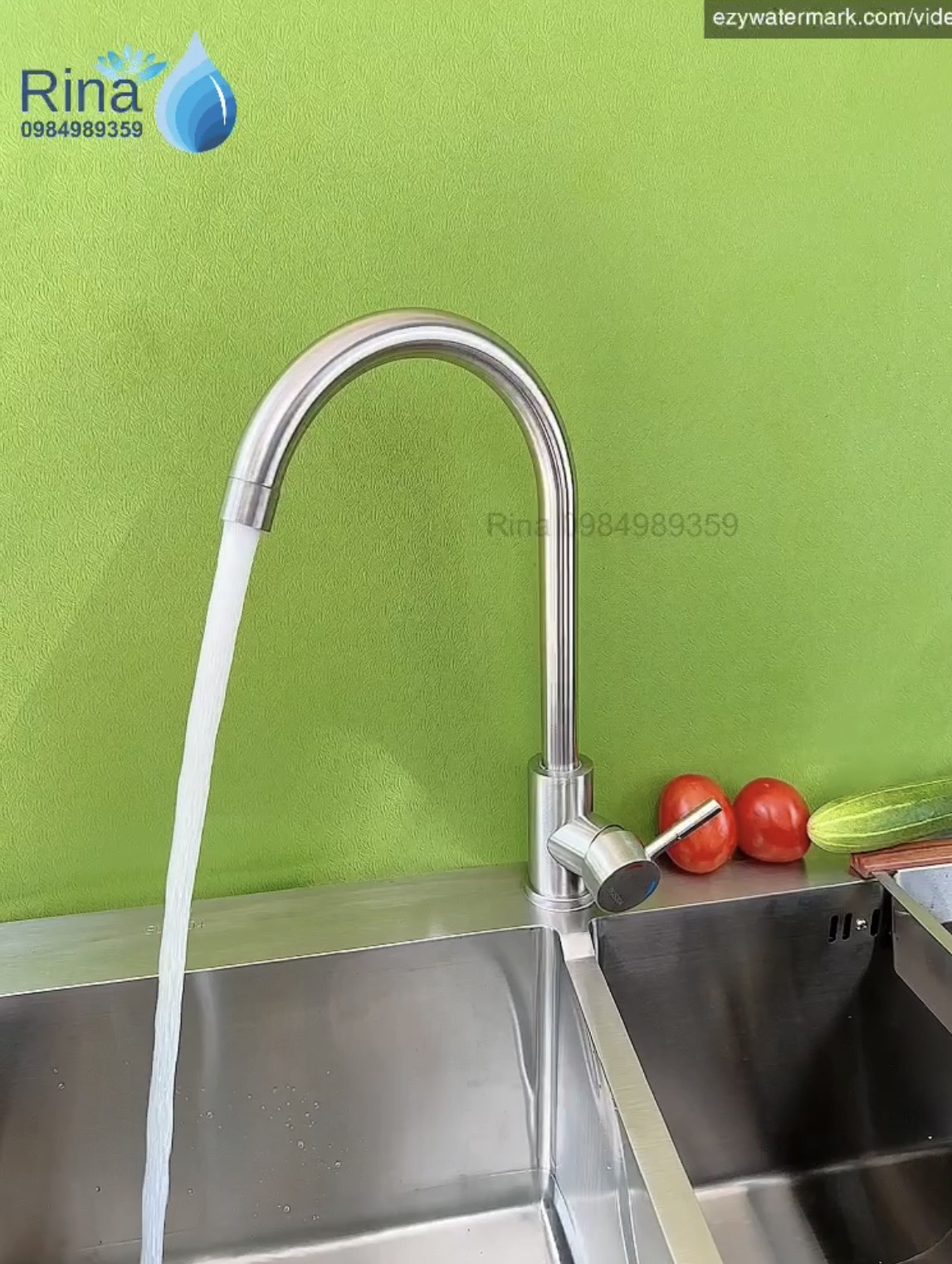 Vòi rửa chén nóng lạnh inox sus ống số 6 rina rn5023 , chén nóng lạnh 304 cao cấp