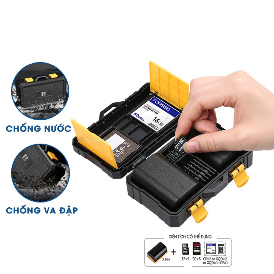 Hộp đựng thẻ nhớ, Pin máy ảnh chống nước chống va đập
