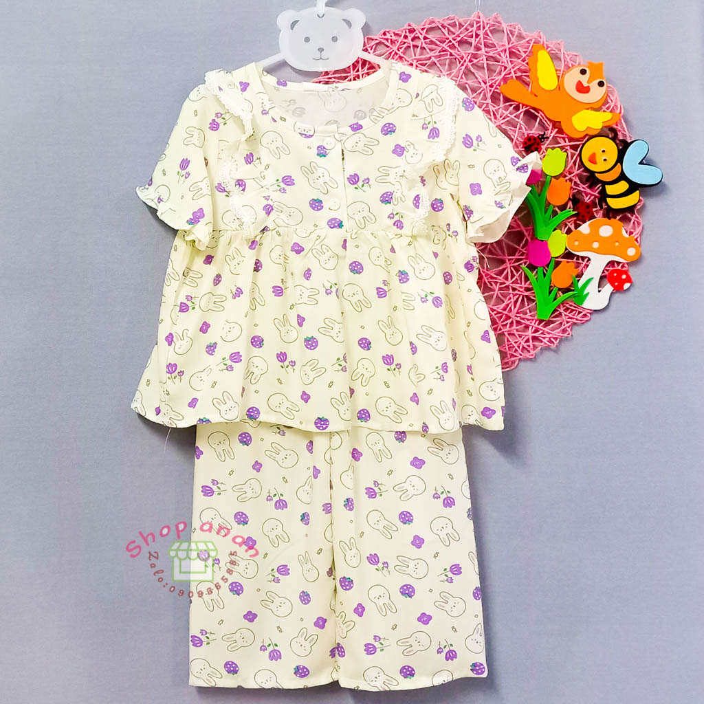 [14-15kg]Đồ bộ tole tay ngắn quần dài bé gái 14-15kg