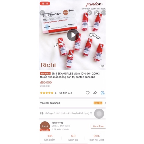 Nước nhỏ mắt chống cận thị Sancoba Nhật Bản 5ml