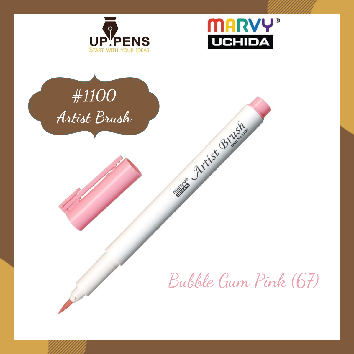 Bút lông đầu cọ viết calligraphy Marvy Artist Brush 1100 – Màu hồng (Bubble Gum Pink – 67)