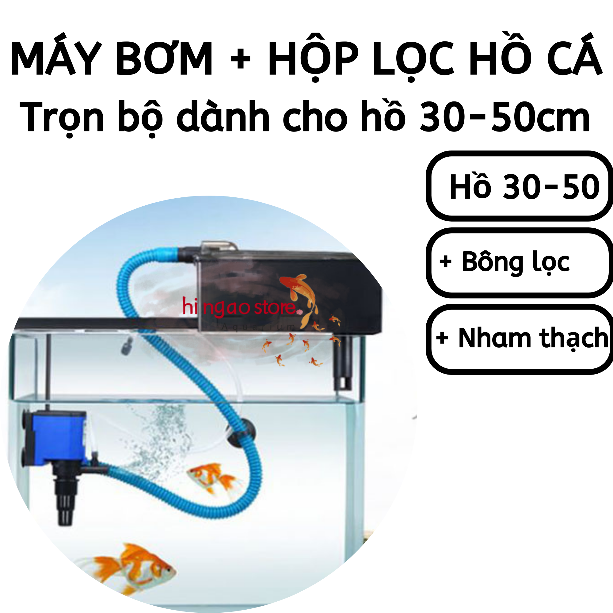 (TẶNG Bông lọc + Nham Thạch) Máy bơm hộp lọc nước hồ cá 30 - 40cm RS 288 12W - Máy Lọc RS 288 - Phụ kiện cá cảnh | Hingaostore.
