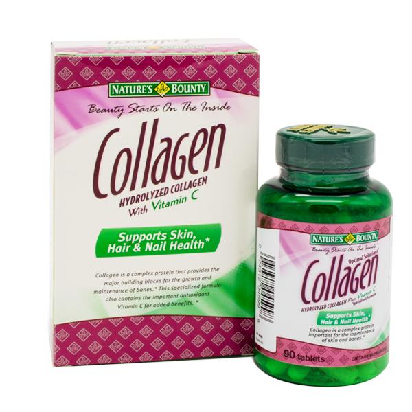 [HCM]Viên uống bổ sung Collagen NATURES BOUNTY Hydrolyzed Collagen with Vitamin C 90 viên