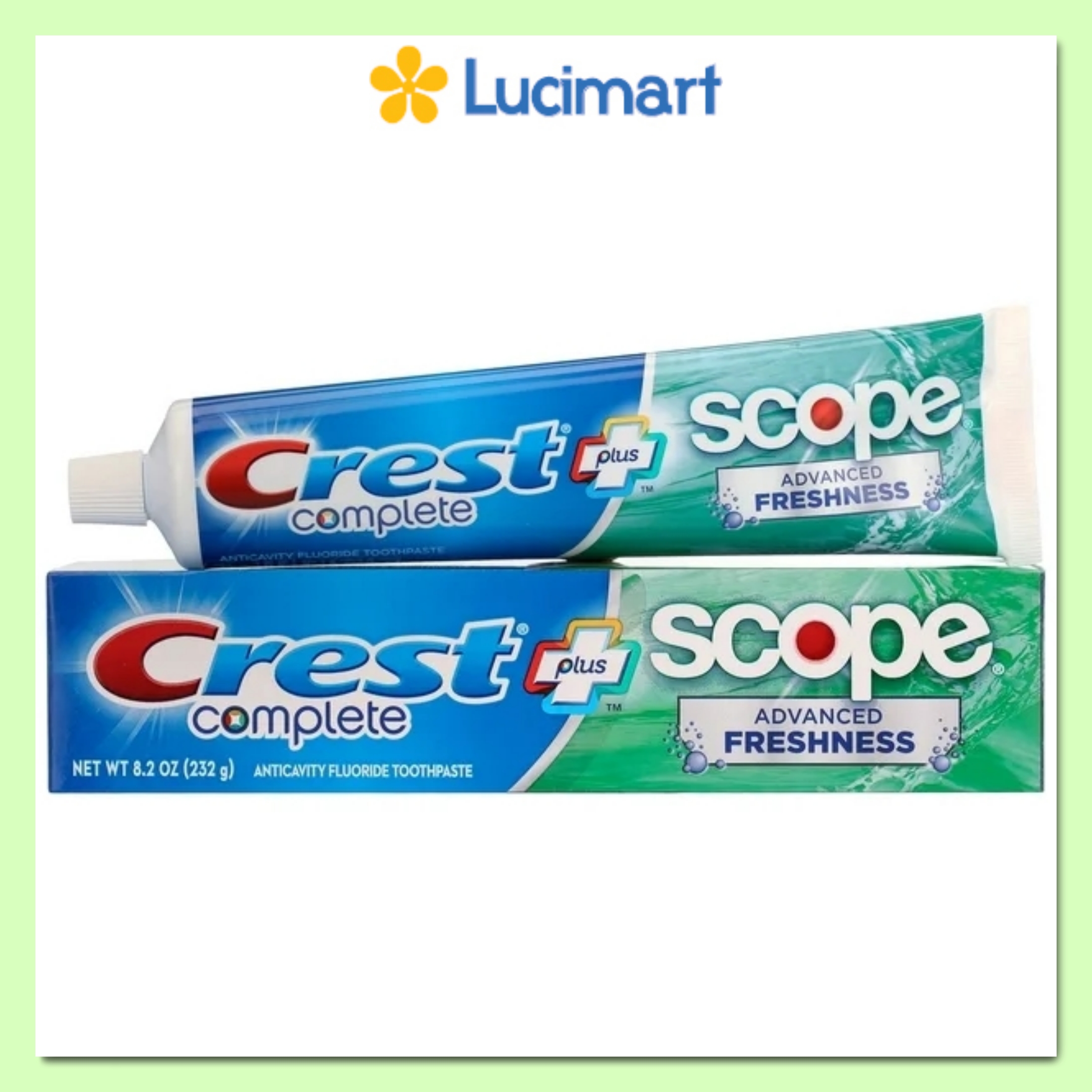 Kem đánh răng Crest Complete Extra Whitening + Scope Advanced Freshness, hương Minty Fresh Striped [Hàng Mỹ]