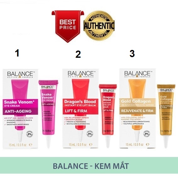Kem mắt Balance Chống lão hóa, Xoá tan quầng thâm và các vết nhăn, dưỡng ẩm hoàn hảo làm chậm quá trình lão hóa của da - nhập khẩu chính hãng có tem phụ