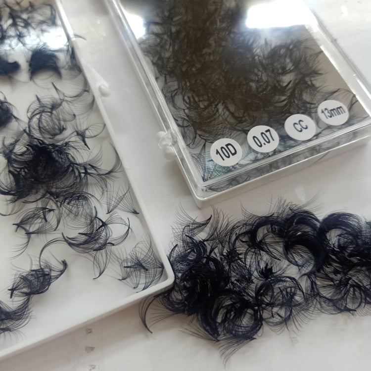 SIÊU RẺ, SIÊU ĐẸP - Mi fan 10d 0.07 (hộp 1050 fan) chất mi đen, mềm, siêu bắt keo, chân keo nhỏ