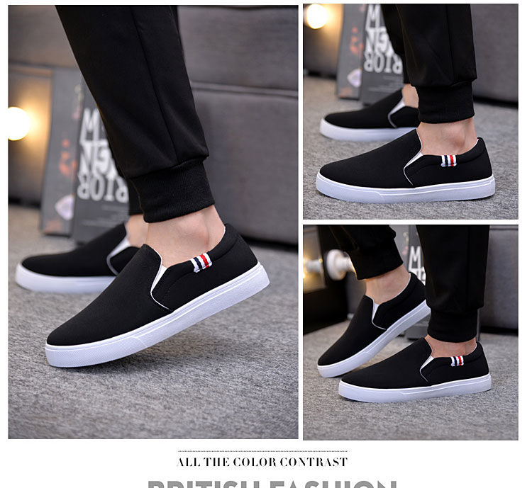 Shoes men's shoes spring old Beijing cloth shoes men's versatile trendy tendon bottom canvas shoes fleece-lined lazy casual shoes