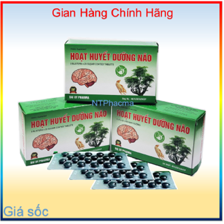 Combo 3 hộp, Hoạt huyết đại uy, tuần hoàn não, từ đinh lăng, bạch quả Hoạt huyết dưỡng não bổ nao, 1 hộp 100 viên