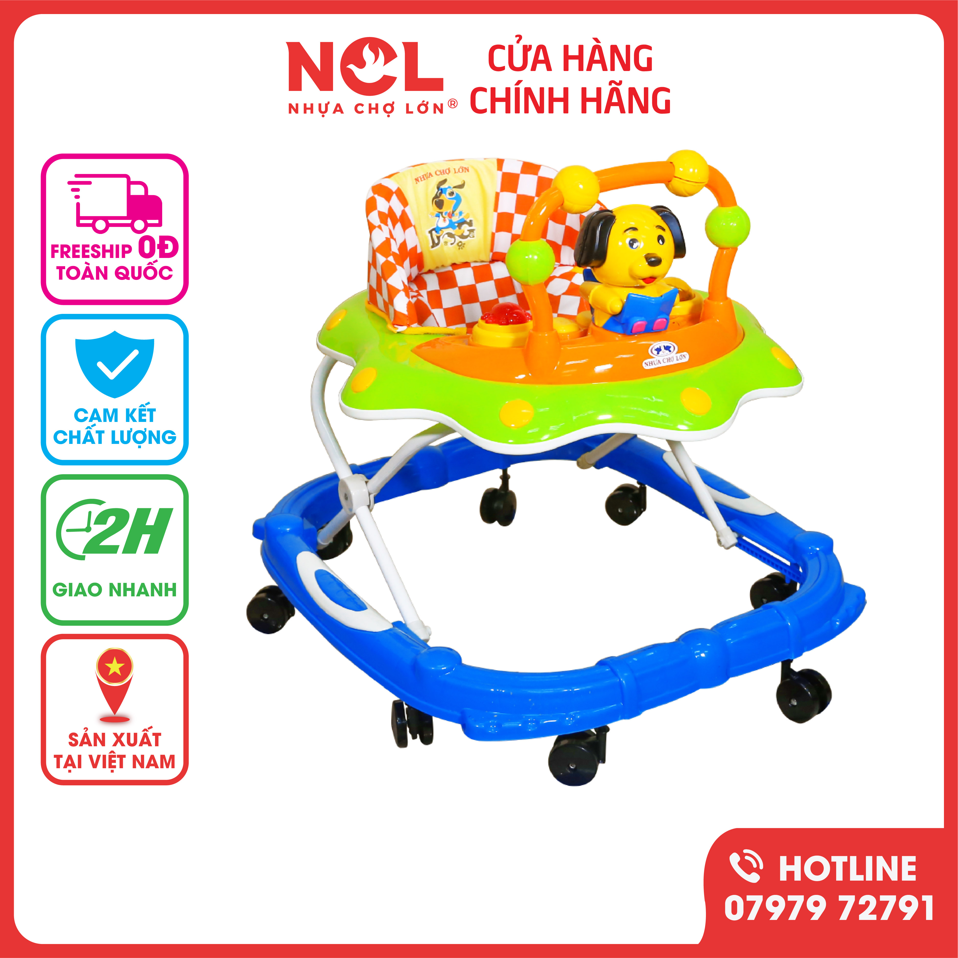 Xe tập đi nhựa chợ lớn l4 con chó dành cho bé từ 6 - 12 tháng - m1639b-xtđ