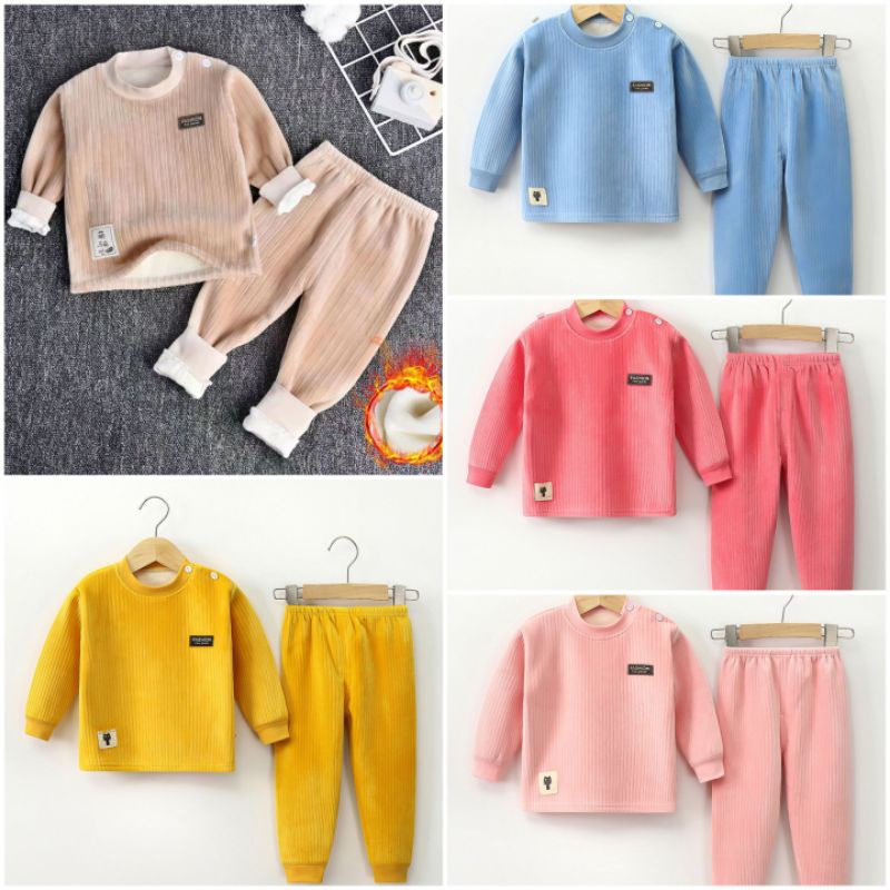 Bộ nhung cao cấp lót nỉ nhung dày ấm hàng quảng châu cho bé trai bé gái 6-28kg