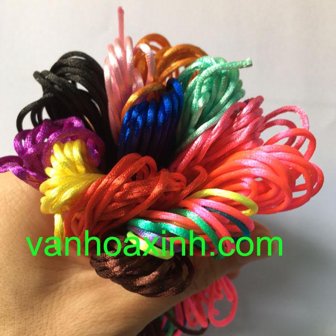 🌿🌿 (có hướng dẫn đan) Combo 12 tép dây tim size 1mm đan vòng tay (12 màu, 3m/ màu) Satin cord
