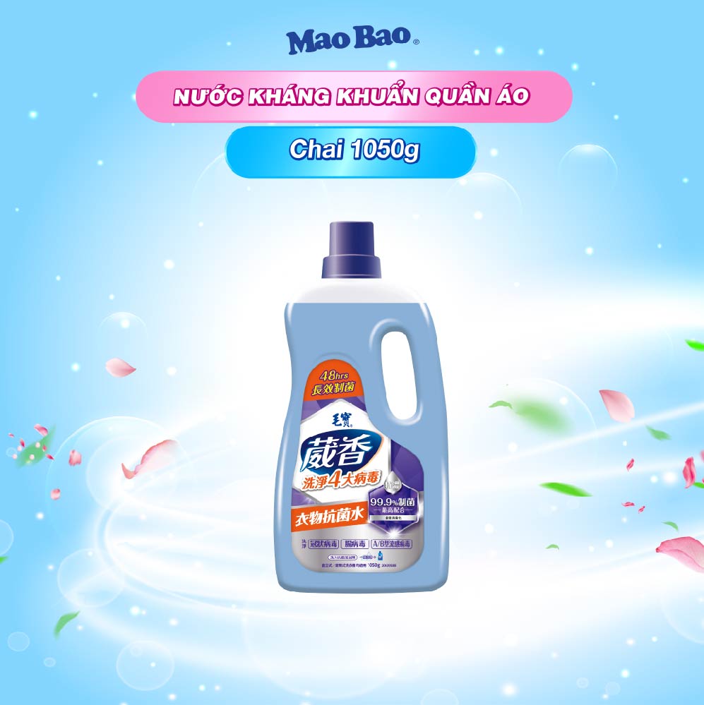Nước Kháng Khuẩn Quần Áo Mao Bao 1050g - Loại Bỏ Mùi Hôi/Ẩm Mốc, Giúp Vải Thơm Mát Kéo Dài