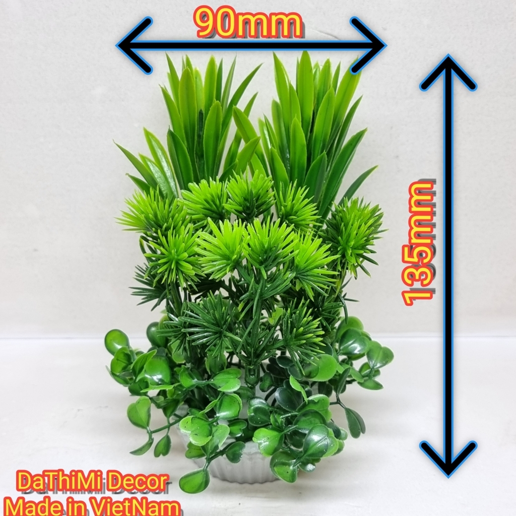 Cây cỏ nhựa 3 tầng trang trí hồ cá, bể cá, tiểu cảnh, bàn làm việc, bàn học.