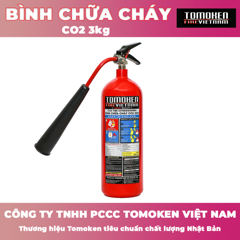 Bình Chữa Cháy Tomoken CO2 – 3KG, bình chữa cháy khí Tomoken, bình chữa cháy CO2 Tomoken, bình phòng cháy Tomoken, bình chữa cháy tomoken, bình CO2 Tomoken