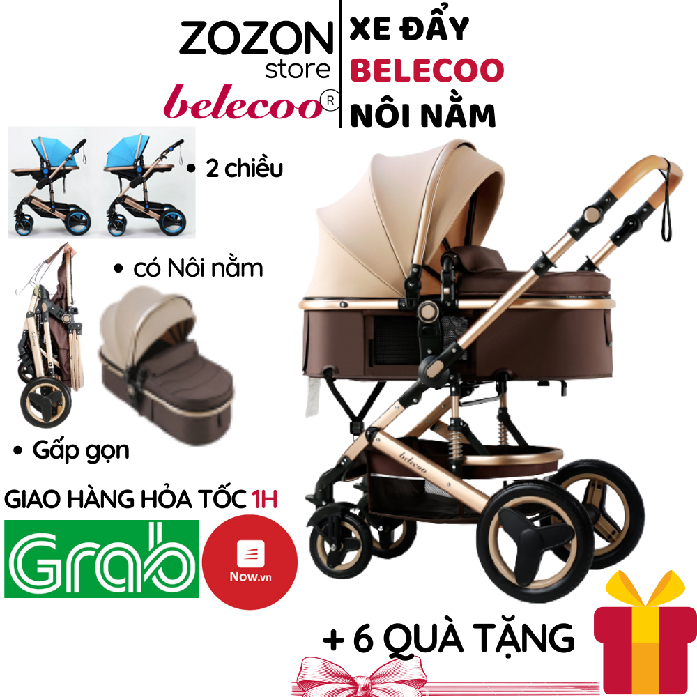 Xe đẩy em bé Belecoo nôi nằm gấp gọn 2 chiều có mái che 3 tư thế cho bé từ sơ sinh-4 tuổi chịu lực 25kg xe đẩy du lịch baby trolley xe đẩy em bé xe đẩy bé sơ sinh Xe đẩy du lịch xe đẩy gấp gọn Zozon phân phối chính hãng