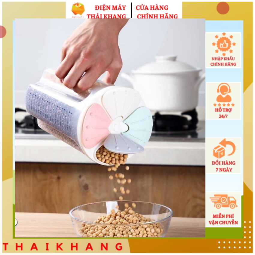 Sale - Hộp, Hũ nhựa trong suốt 4 ngăn đựng Gia vị, thực phẩm khô, ngũ cốc,... - Thaikhang Machine