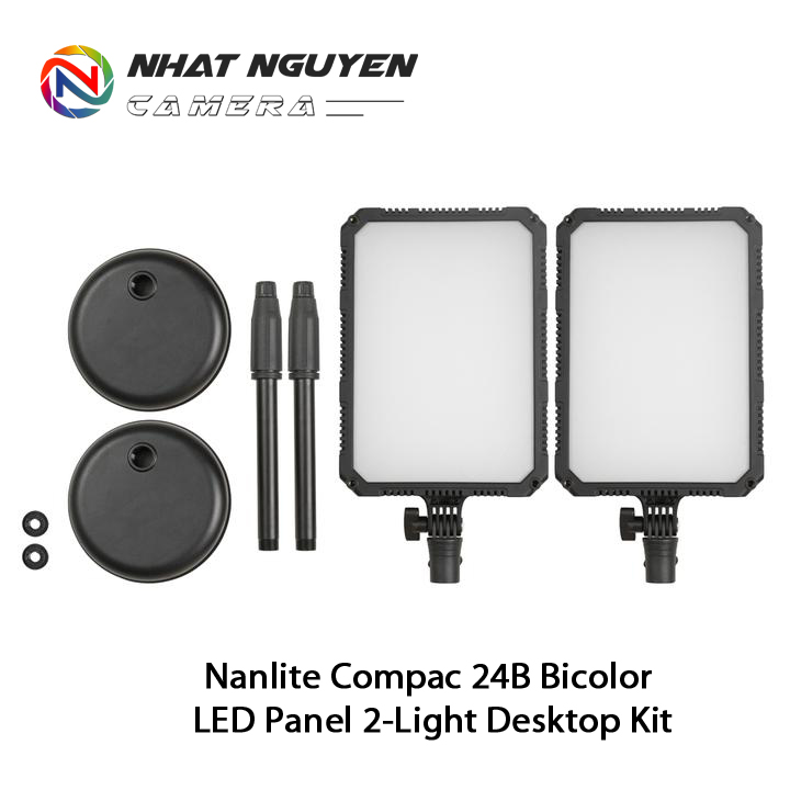 Nanlite compac 24b desk top 2 kit - đèn led live stream, đèn vlog nanlite 24b bi color - bảo hành 12 tháng
