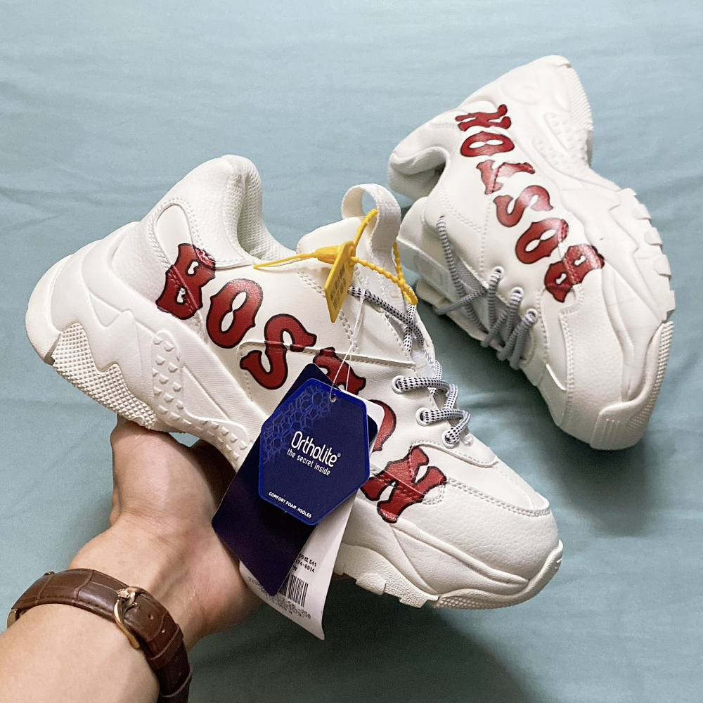 Giày thể thao sneaker hàn quốc mlb boston trắng chữ đỏ - nam nữ