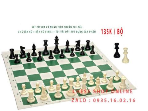 Bộ cờ vua cá nhân tiêu chuẩn bàn simili cuộn (tặng kèm hậu mỗi bên) có hình chụp sản phẩm thật