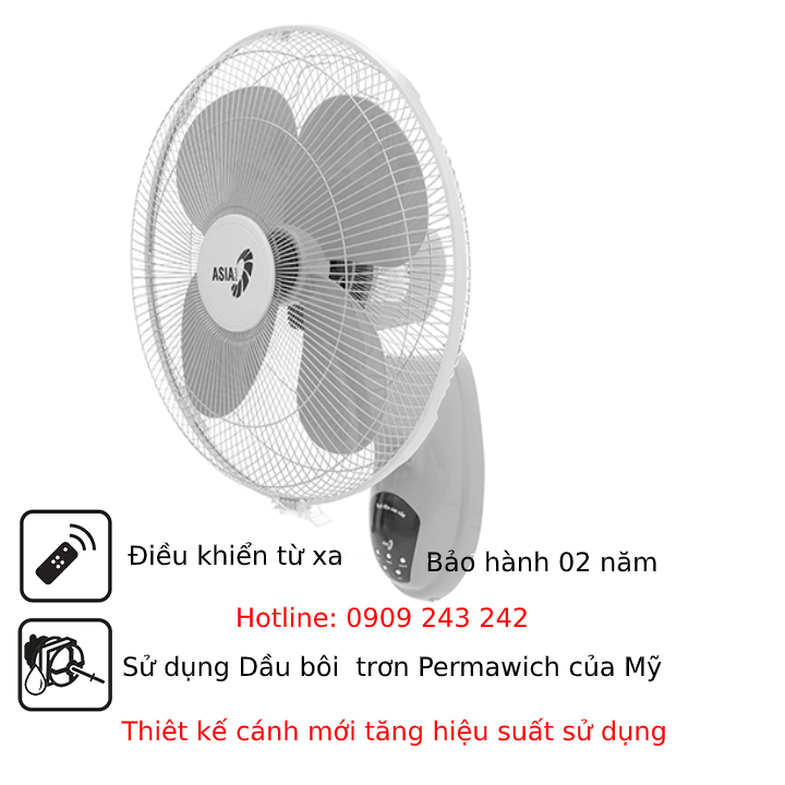 Quạt treo tường remote Asia L16022