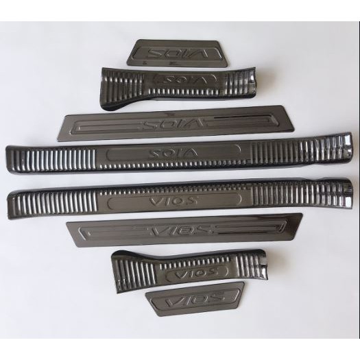 Ốp bậc cửa, nẹp bước chân xe toyota vios 2014-2017, 2019- 2022, chất liệu titan