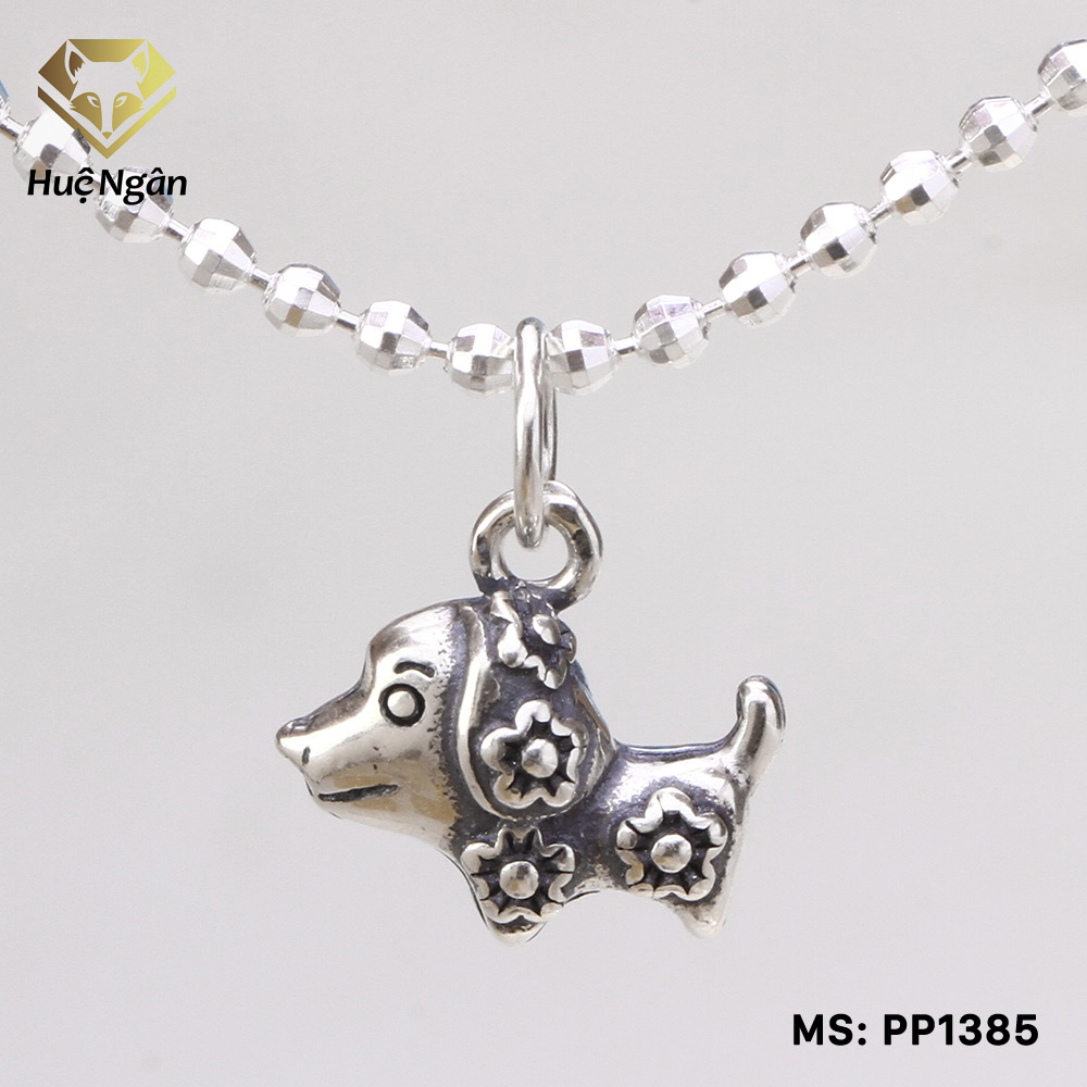 Mặt đeo dây chuyền, lắc tay, lắc chân cho bé 12 con giáp bạc Thái 925 Huệ Ngân - Quà tặng tuổi Tuất PP1385