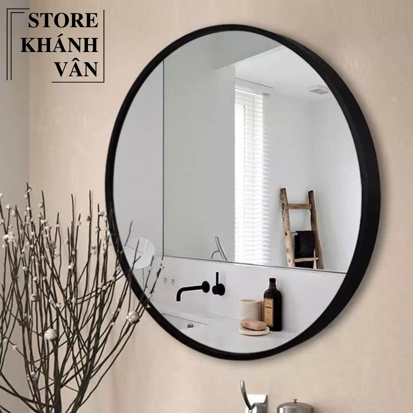 Gương Tròn Treo Tường Khung Thép Tĩnh Điện Cao Cấp D60 - Gương tròn cao cấp D60 - Gương tròn khung thép tĩnh điện D60 - Gương tròn trang trí treo tường D60 - sản phẩm có kèm vít treo tường - Gương tròn D60 - Khánh Vân Store